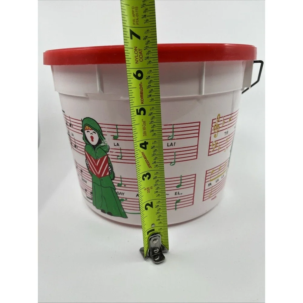 Vtg Christmas‎ Shamrock Bucket Pail Music Sheet Caroler Tree Wreath 6.5
